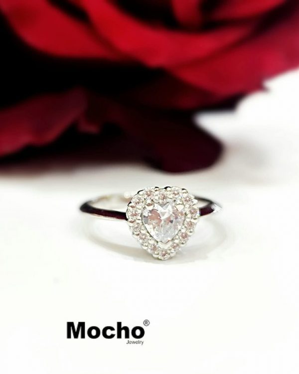 Anel Coração com Zircónia