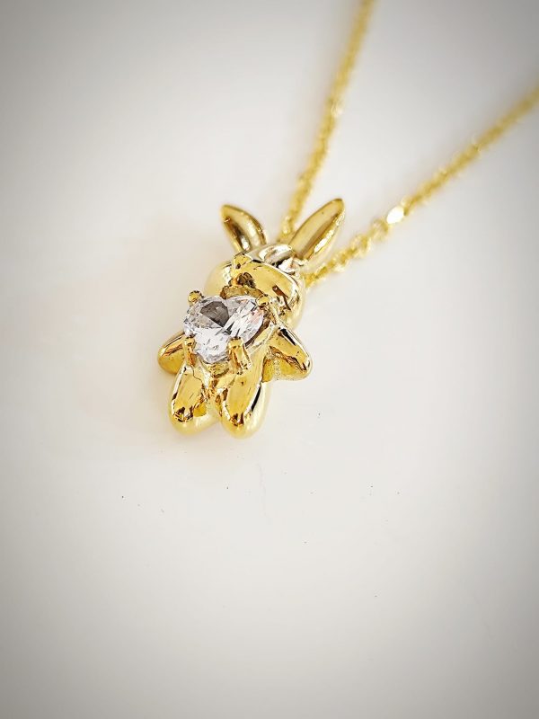 Colar coelho com pedra coração