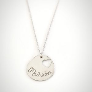 Colar 'Madrinha' coração recortado