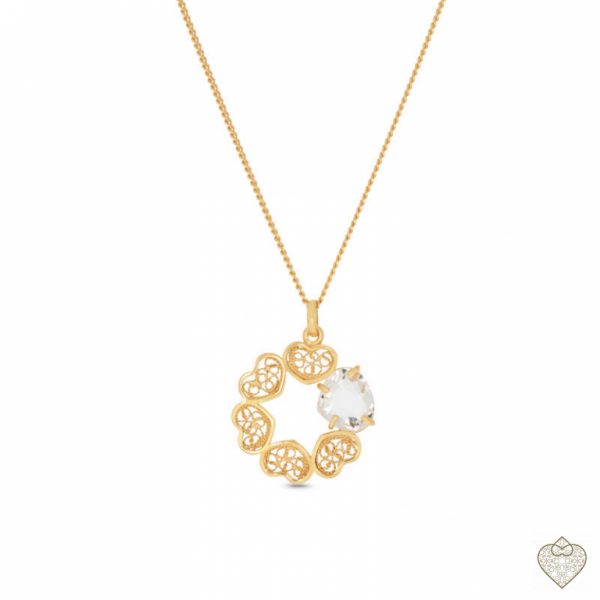 Colar Filigrana Saudade aro corações