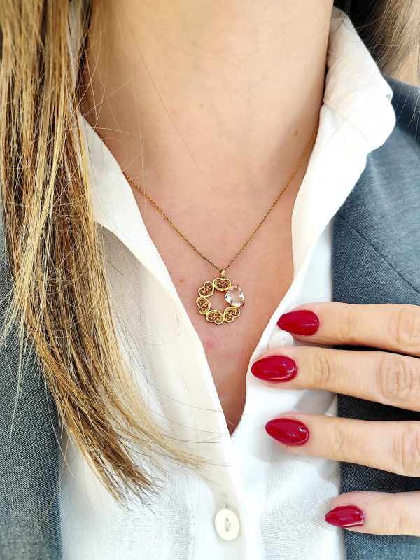 Colar Filigrana Saudade aro corações