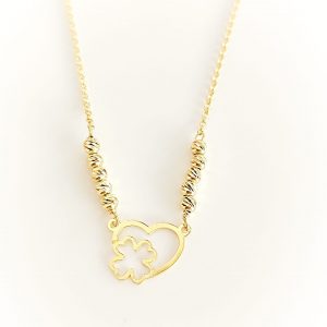 Colar simbologia coração e trevo