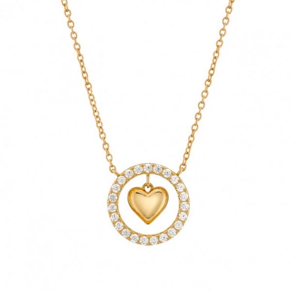 Colar Unike Heart & Circle Dourado
