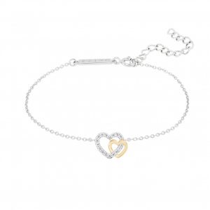 Pulseira Unike Dois Corações Bicolor