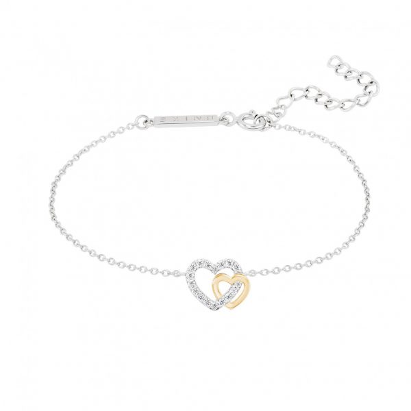 4 Pulseira Unike Dois Corações Bicolor