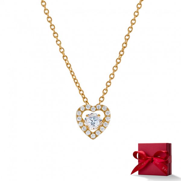 5 Colar Unike Solitaire Heart Gold