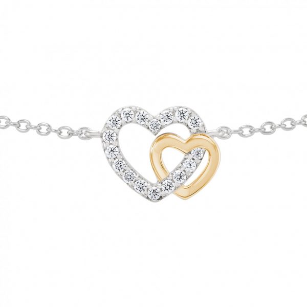 6 Pulseira Unike Dois Corações Bicolor