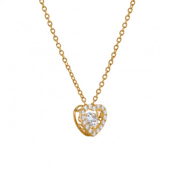 7 Colar Unike Solitaire Heart Gold