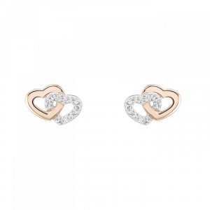 Brincos Love In Rose Two Hearts