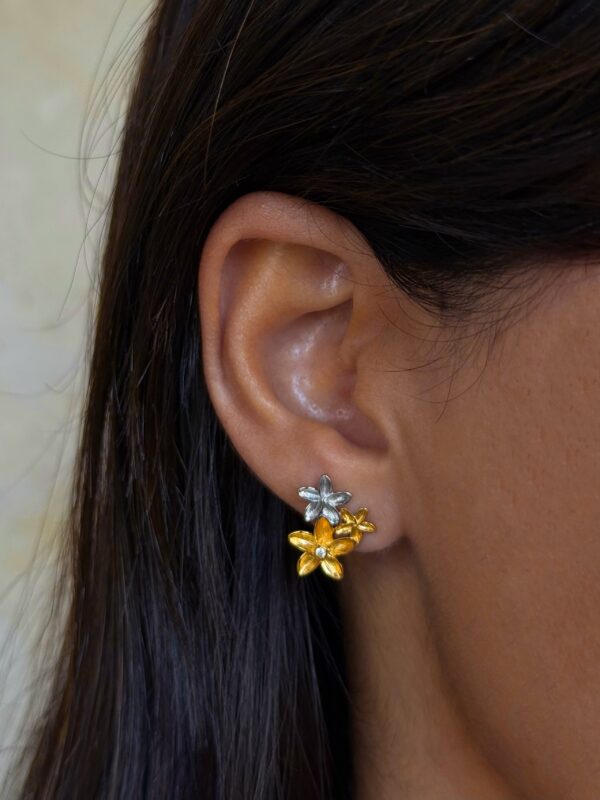 Brincos One Fleur Bicolor