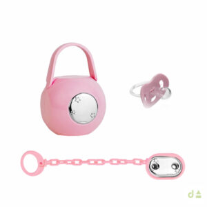 Set Porta+Corrente+Chupeta - Rosa