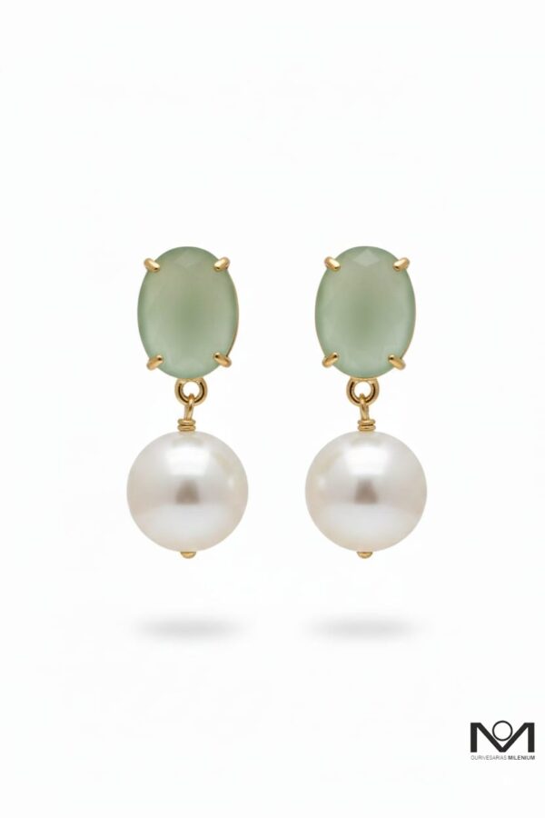 Brincos Hav.vaH Soft Mint & Pérola