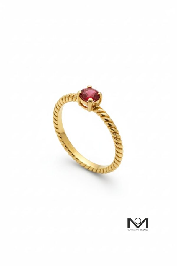 Anel Hav.vaH Solitário Twist Rubi