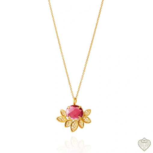 Colar Filigrana Saudade - Pink Flower