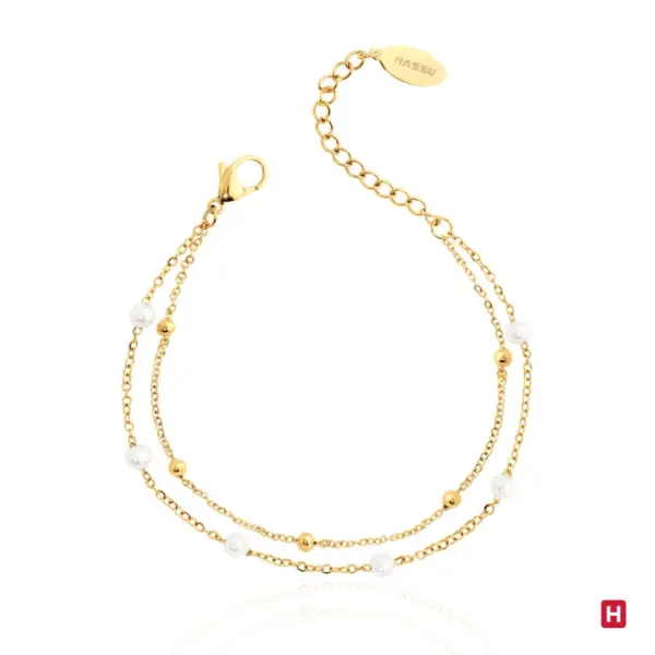 Pulseira Hassu Dupla esferas/pérolas
