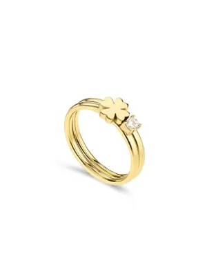 7 Anel One Lucky Flower Crystal Gold